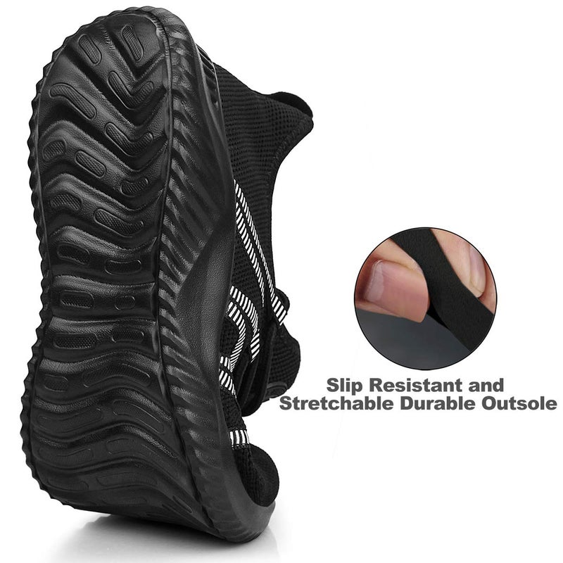 Feethit Womens Slip On Running Shoes Non Slip Walking Shoes Lightweight Gym Workout Shoes Breathable Fashion Sneakers Black Size 9 - Image 3